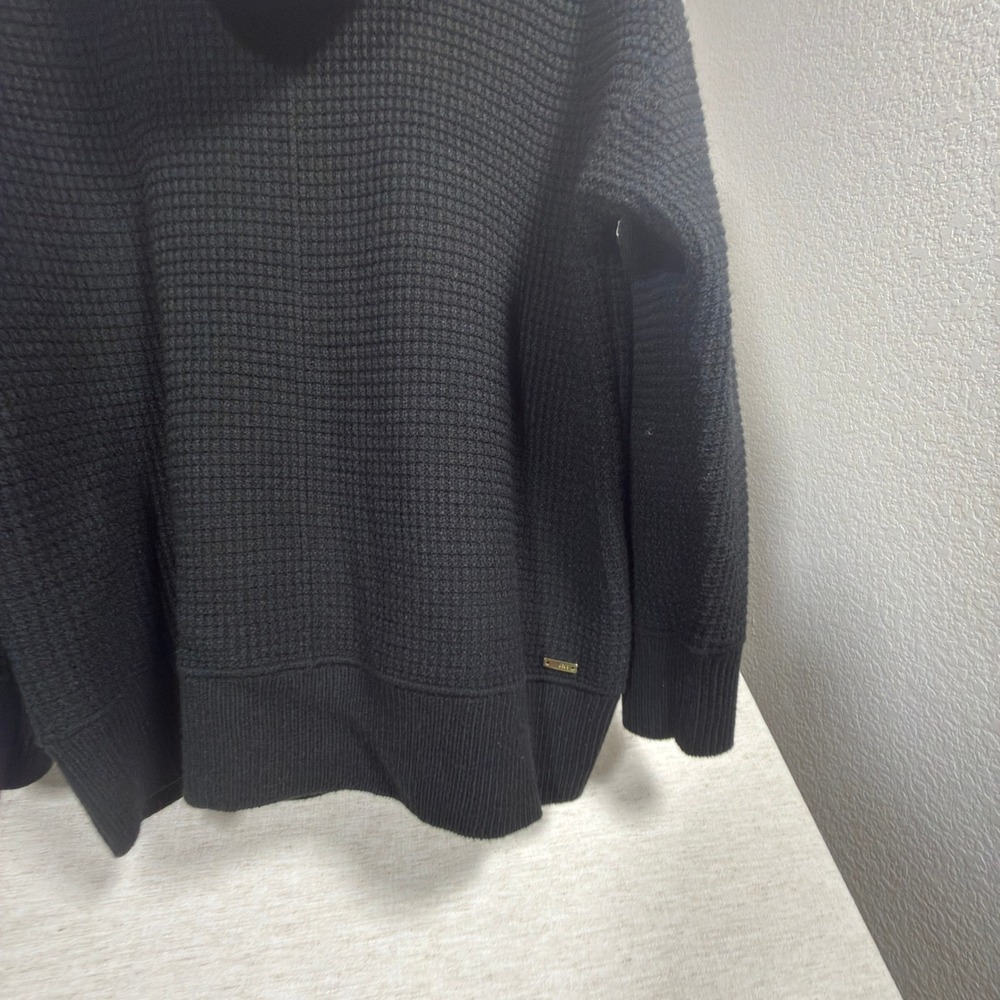 Jones New York Cowl Neck Sweater Large Womens Waffle Knit Black M18MACP728M - Picture 4 of 6